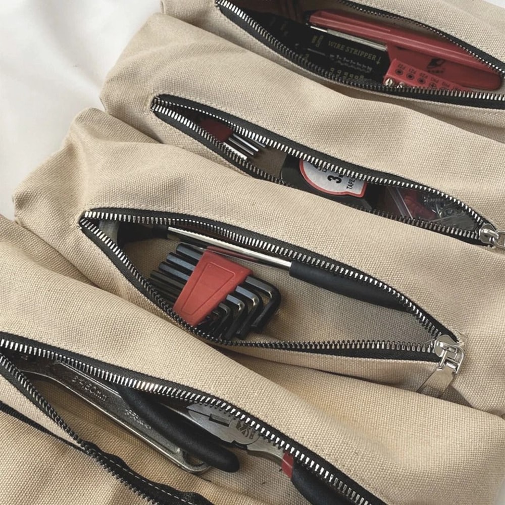 Roll Up Tool Organizer Durable Canvas Wrench Storage Pouch For Portable Mechanic Tool Organization 5