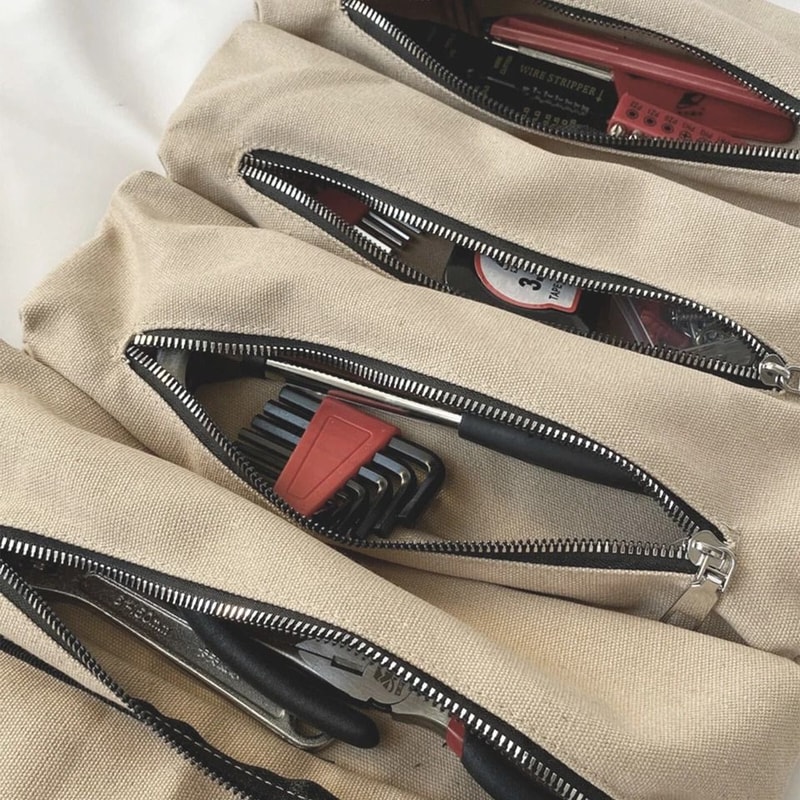 Roll Up Tool Organizer Durable Canvas Wrench Storage Pouch For Portable Mechanic Tool Organization 5