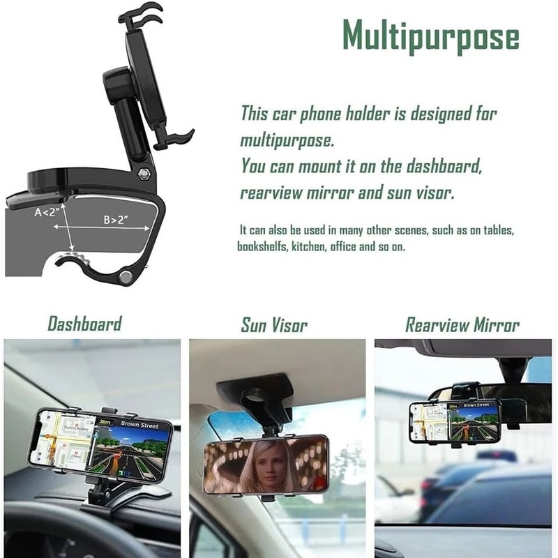 Universal Rotation Car Phone Mount Holder Stable Dashboard Magnetic Grip For Smartphones 5