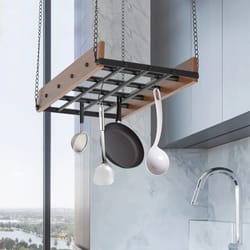 premium ceiling hanging pot rack & cookware organizer shelf heavy duty kitchen storage rack