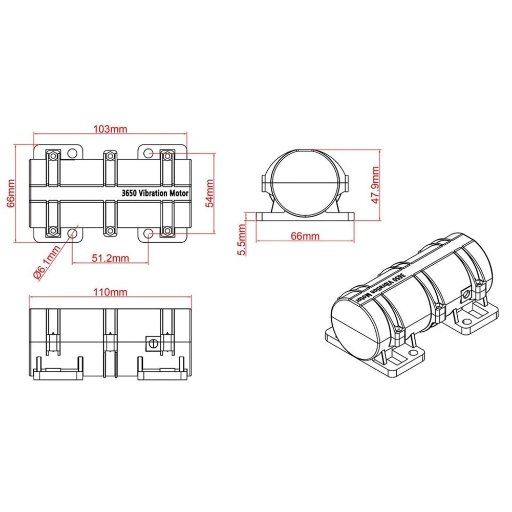 DC Vibration Motor With Power Adapter High Torque Industrial Vibration Motor 4