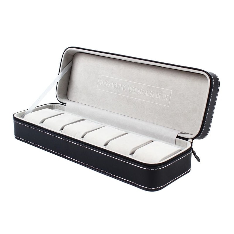 Premium Slot Leather Jewelry Watch Organizer Case 5