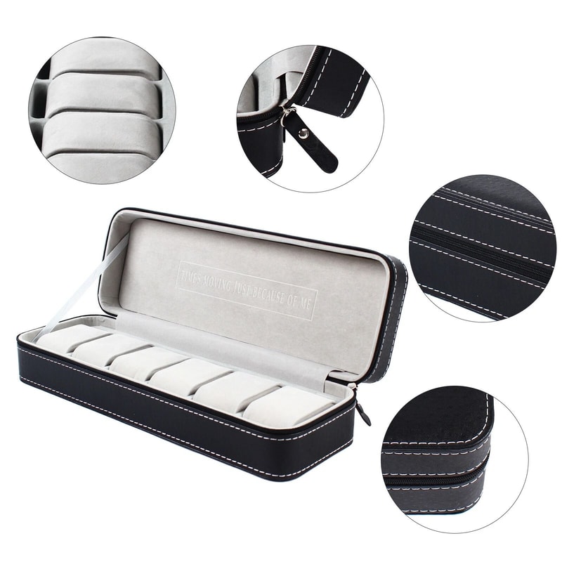 Premium Slot Leather Jewelry Watch Organizer Case 7