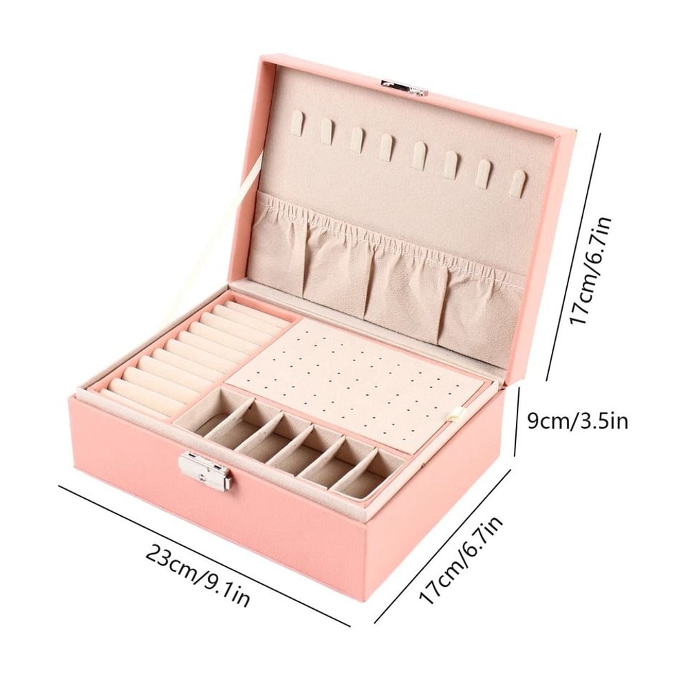 Luxury PU Leather Jewelry Organizer Box Layer Large Jewelry Storage Case 1