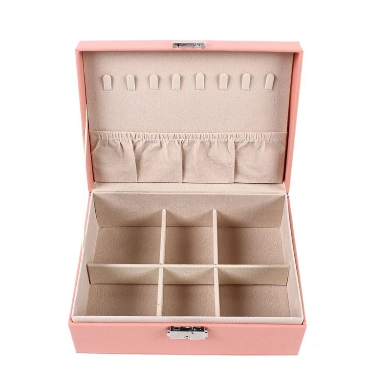 Luxury PU Leather Jewelry Organizer Box Layer Large Jewelry Storage Case 3