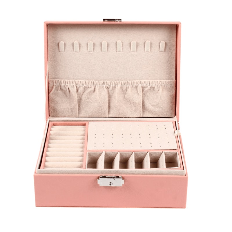 Luxury PU Leather Jewelry Organizer Box Layer Large Jewelry Storage Case 6