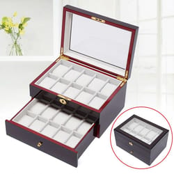 premium slot wood watch box with glass top lock elegant watch storage organizer