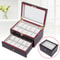 Premium Slot Wood Watch Box With Glass Top Lock Elegant Watch Storage Organizer 0