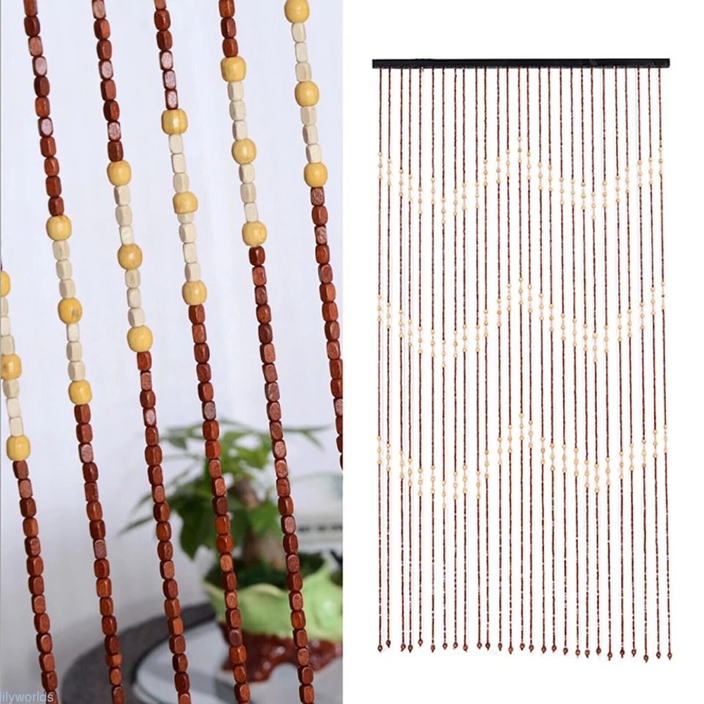 Premium Bamboo Bead Door Curtain Beaded Wooden String Decor 0