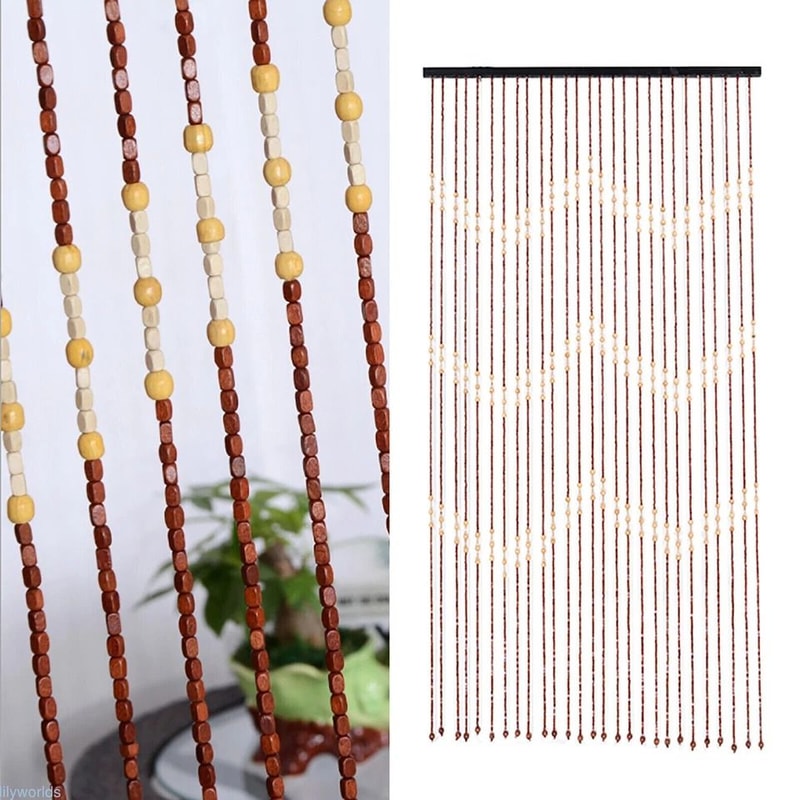 Premium Bamboo Bead Door Curtain Beaded Wooden String Decor 0