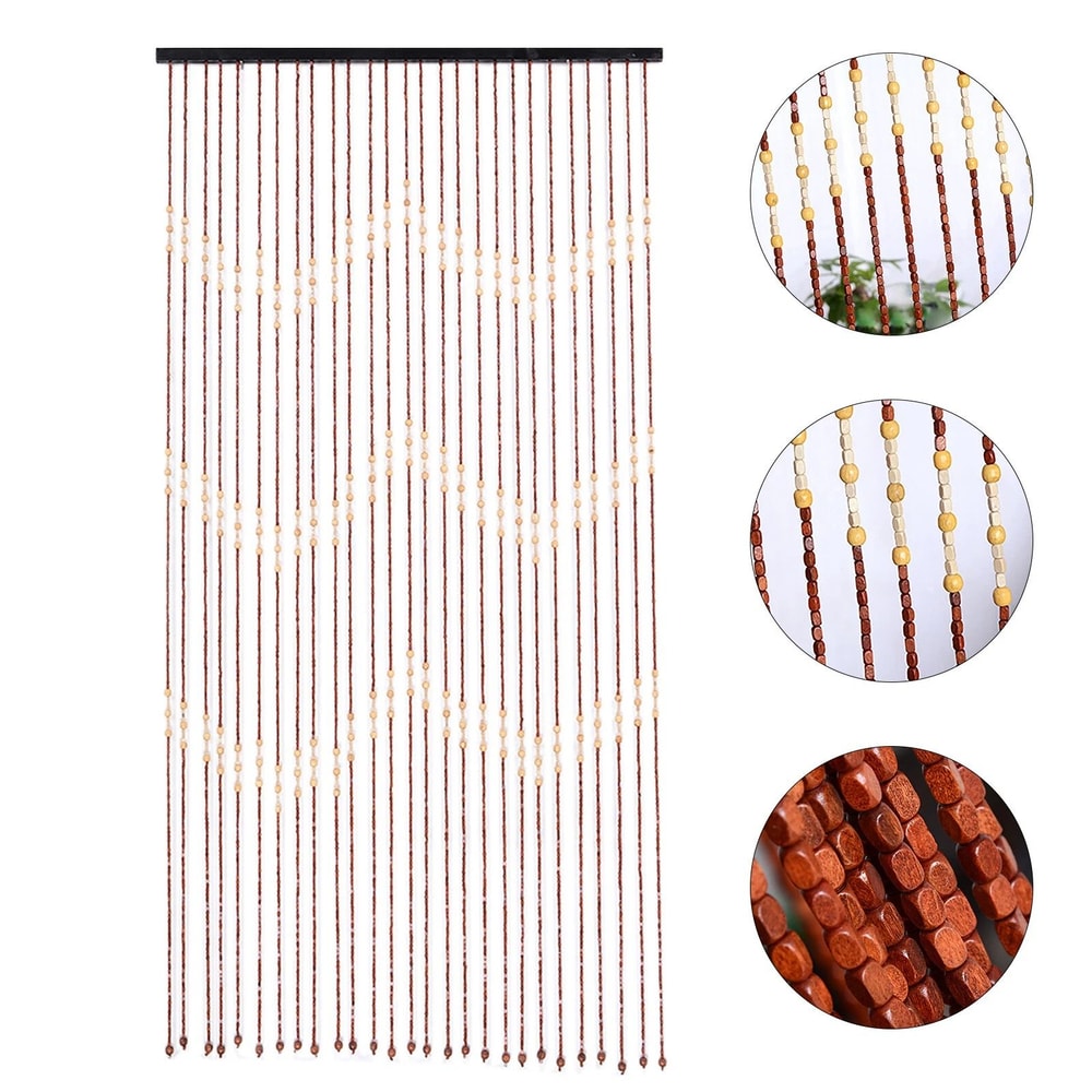 Premium Bamboo Bead Door Curtain Beaded Wooden String Decor 6