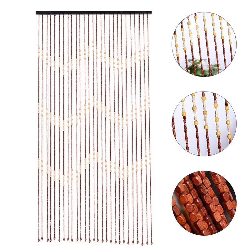 Premium Bamboo Bead Door Curtain Beaded Wooden String Decor 6