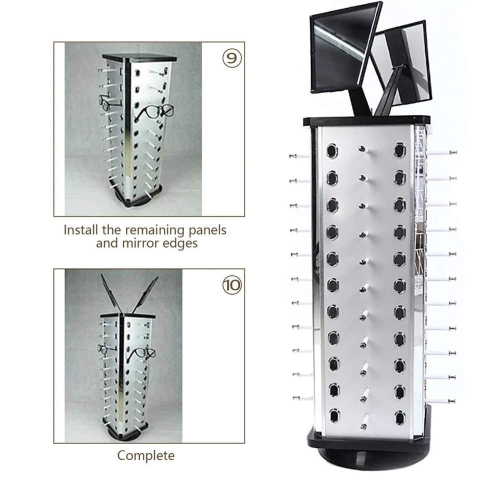 Sunglasses Display Rack Rotating Sunglasses Stand Organizer With Mirrors 2