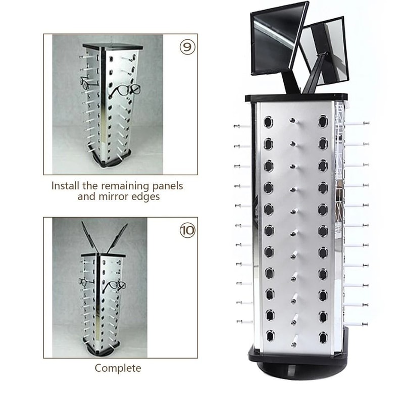 Sunglasses Display Rack Rotating Sunglasses Stand Organizer With Mirrors 2