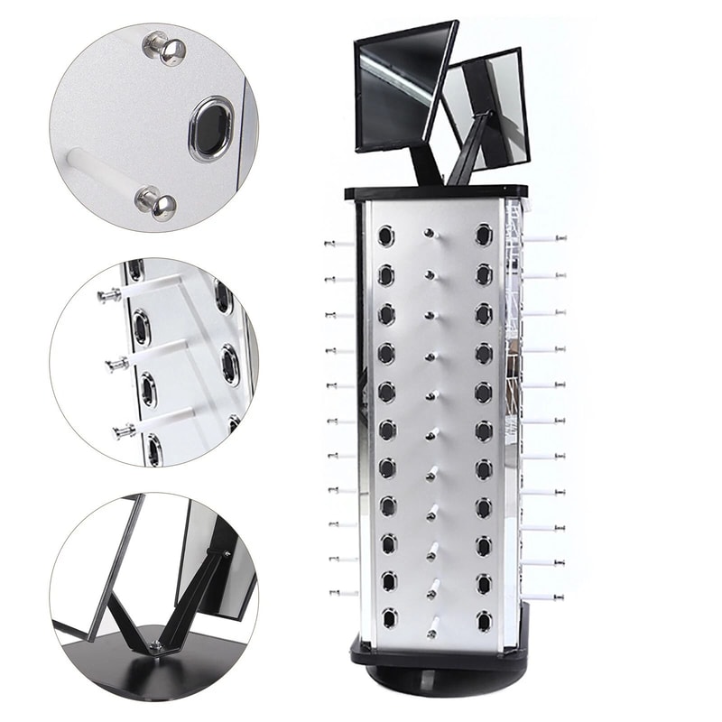 Sunglasses Display Rack Rotating Sunglasses Stand Organizer With Mirrors 7