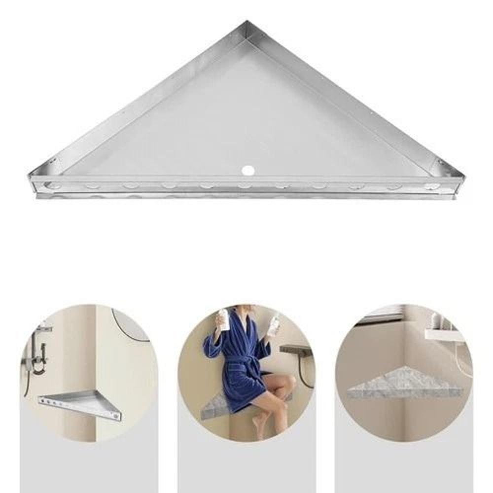Stainless Steel Shower Corner Shelf Triangle Bathroom Organizer Rack With Rust Proof Support 1
