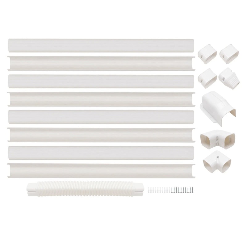 Durable White PVC Ductless AC Line Cover Kit Mini Split Line Concealer Protection 0