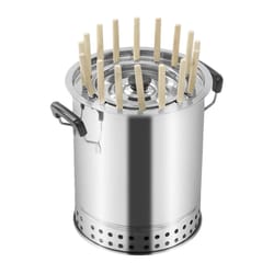 premium portable charcoal grill set stainless steel outdoor bbq with meat cooker rack