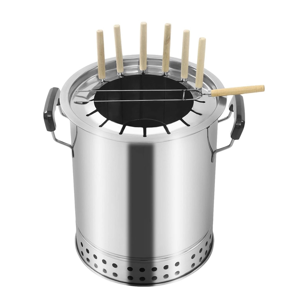 Premium Portable Charcoal Grill Set Stainless Steel Outdoor BBQ With Meat Cooker Rack 6