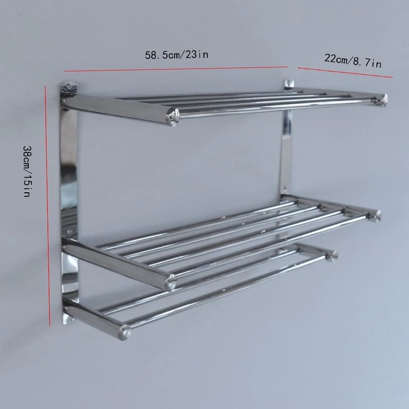 Stainless Steel Towel Rack Wall Mounted Bathroom Storage Shelf 3