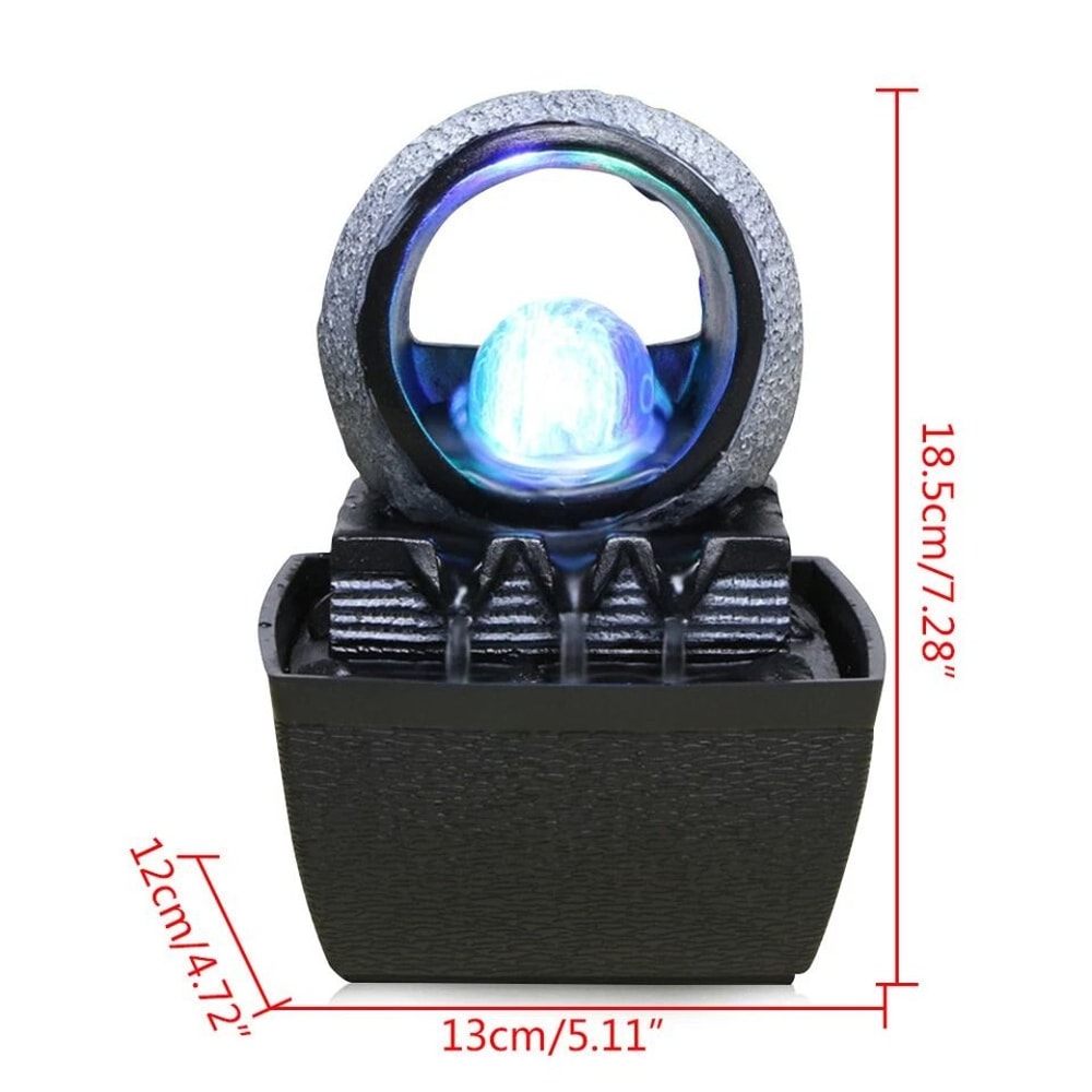 Zen Tabletop Water Fountain With LED Light For Calm Indoor Decor 5