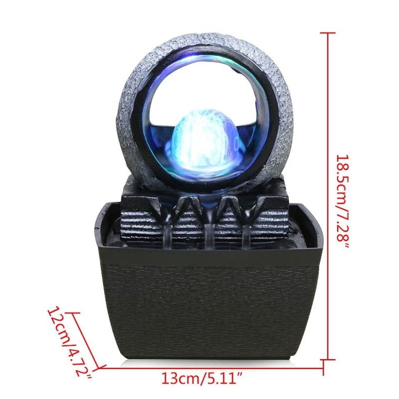 Zen Tabletop Water Fountain With LED Light For Calm Indoor Decor 5