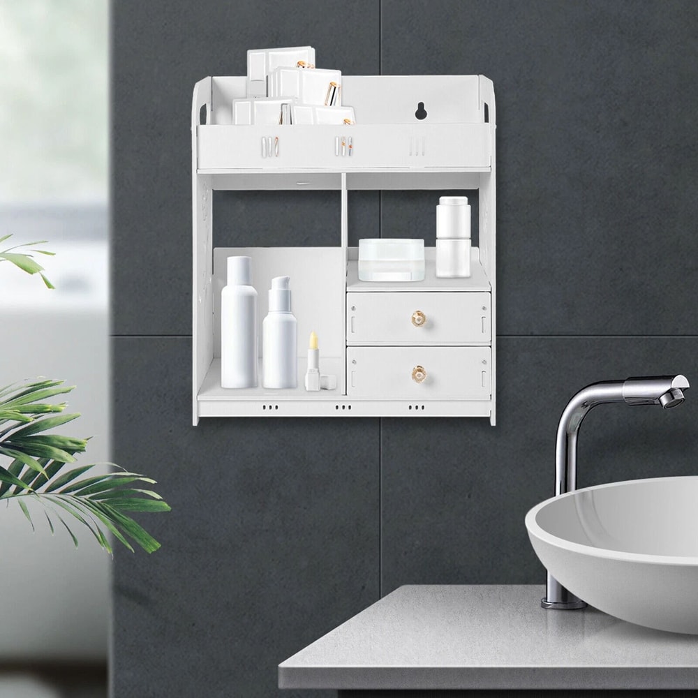 White Bathroom Wall Cabinet Medicine Cabinet Storage Organizer 0