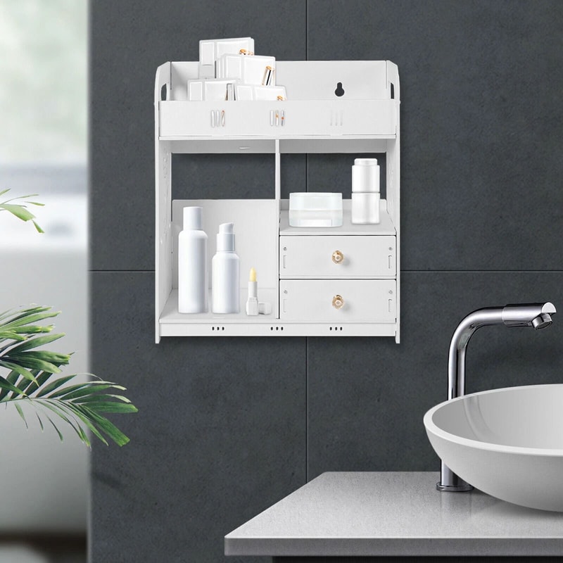 White Bathroom Wall Cabinet Medicine Cabinet Storage Organizer 0