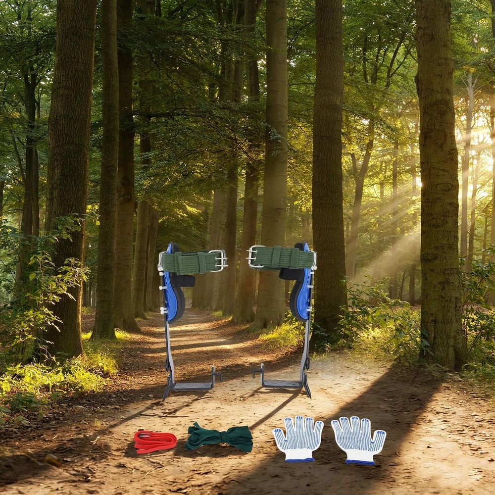 Adjustable Tree Climbing Spikes Set With Safety Belt Lanyard And Carabiner 2