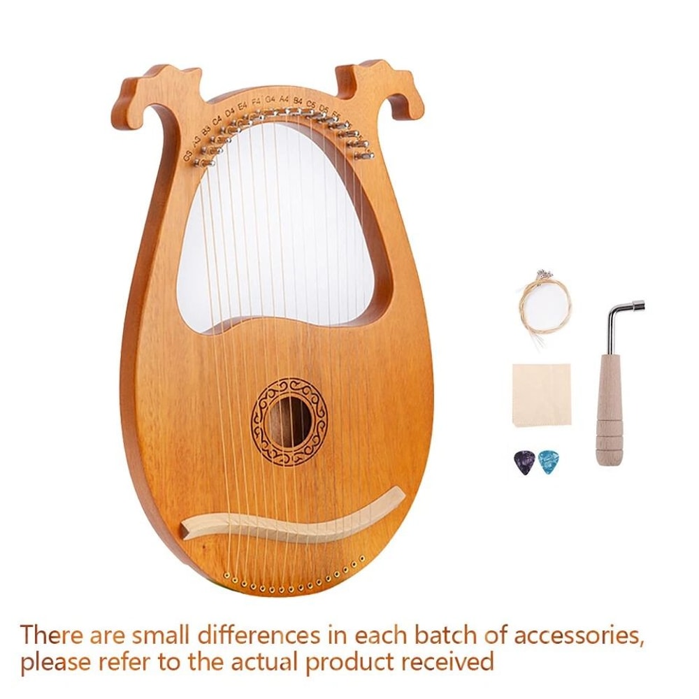 String Lyre Harp Mahogany Beginner Harp With Tuning Key 4