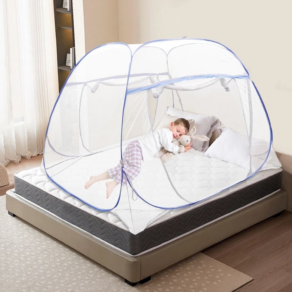 Pop Up Mosquito Net Tent Foldable Bed Canopy With Zipper Door 5