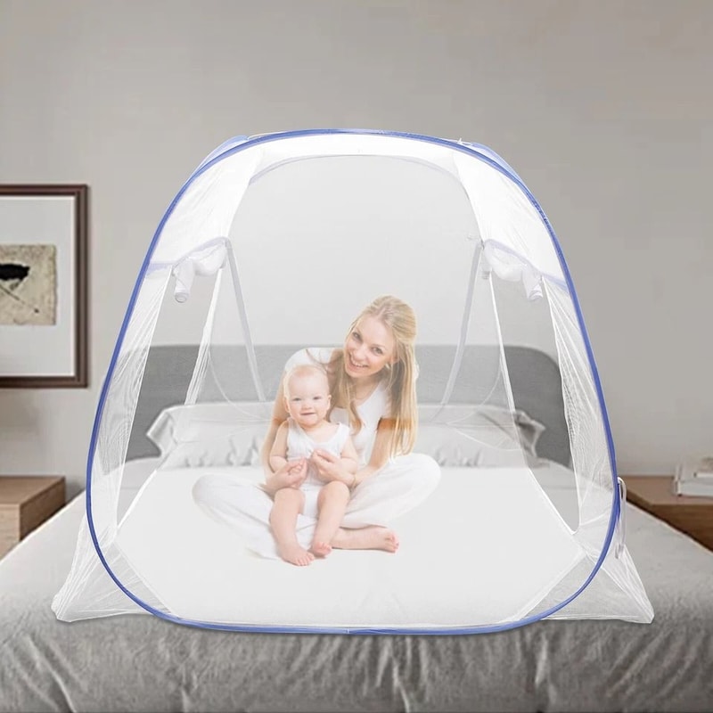 Pop Up Mosquito Net Tent Foldable Bed Canopy With Zipper Door 6