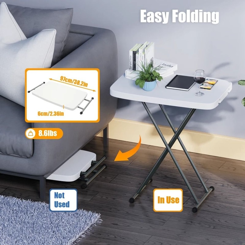 Adjustable Height Folding Table For Laptop Dining Crafts And Work 5