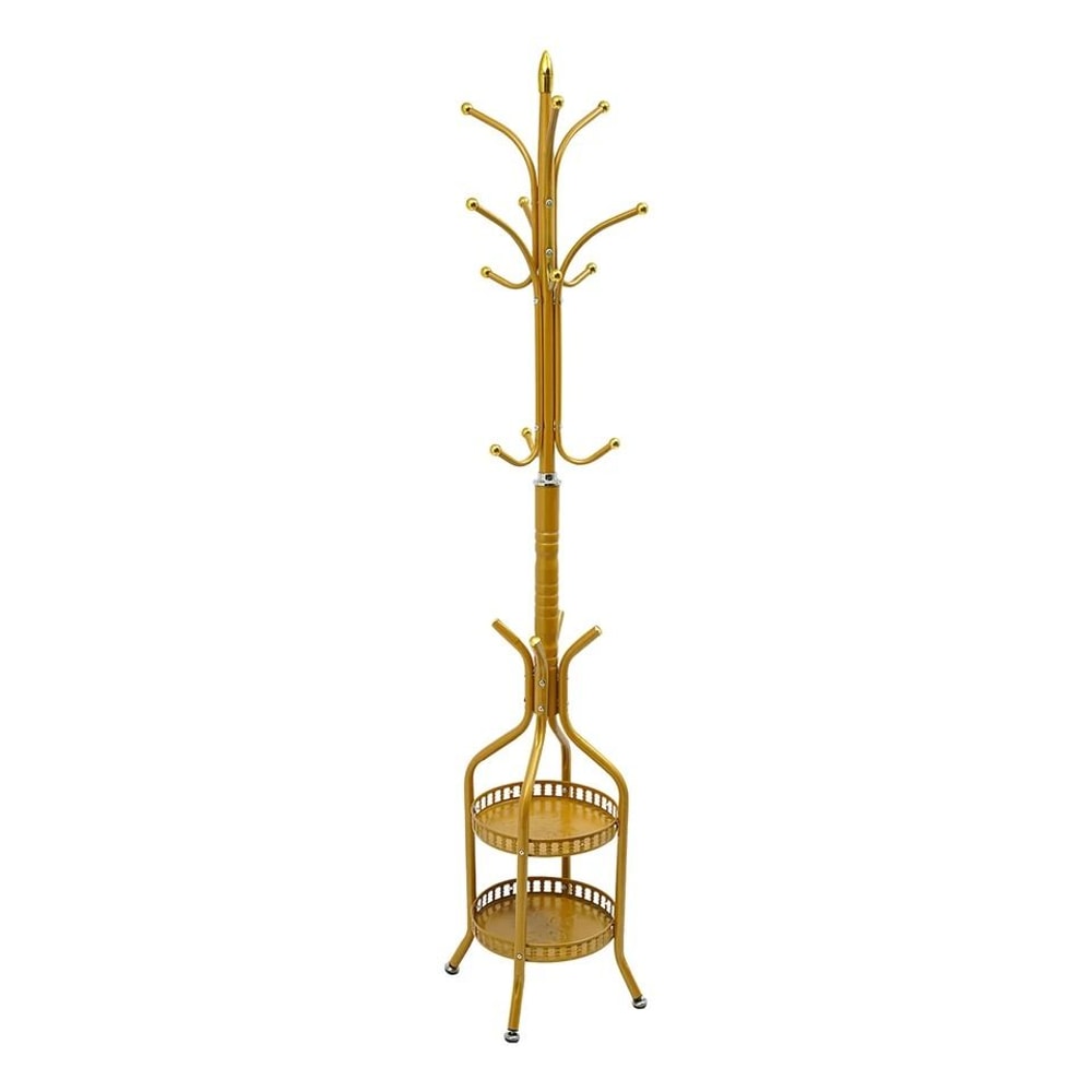 Premium Metal Coat Rack With Storage Basket Freestanding Hat Coat Stand Organizer 3