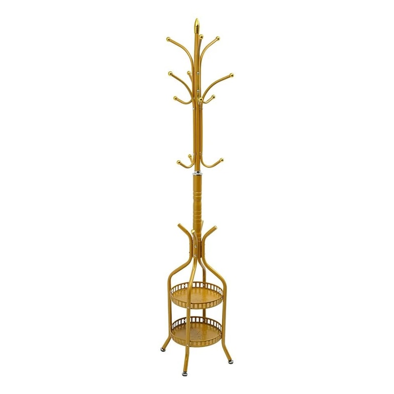 Premium Metal Coat Rack With Storage Basket Freestanding Hat Coat Stand Organizer 3