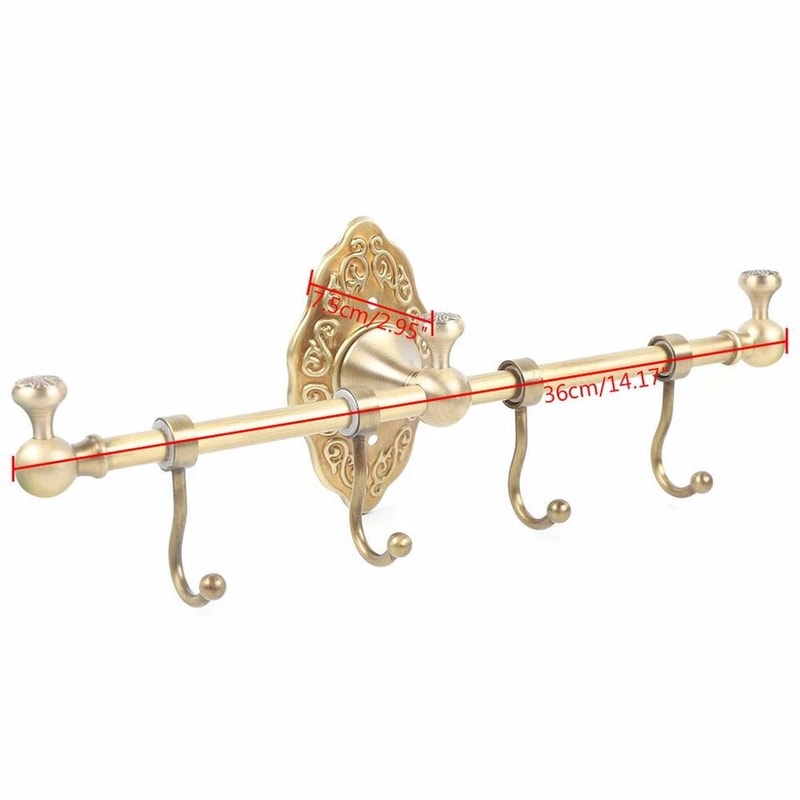 Vintage Brass Wall Mounted Towel Shelf Towel Bar Rack With Hooks 1