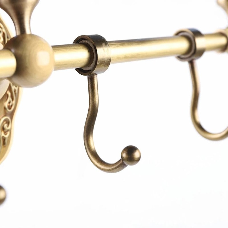 Vintage Brass Wall Mounted Towel Shelf Towel Bar Rack With Hooks 3