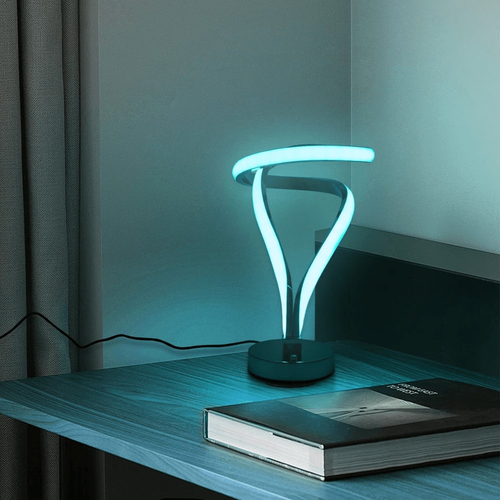 Modern LED Spiral Table Lamp Stylish Curved LED Bedside Desk Light 2
