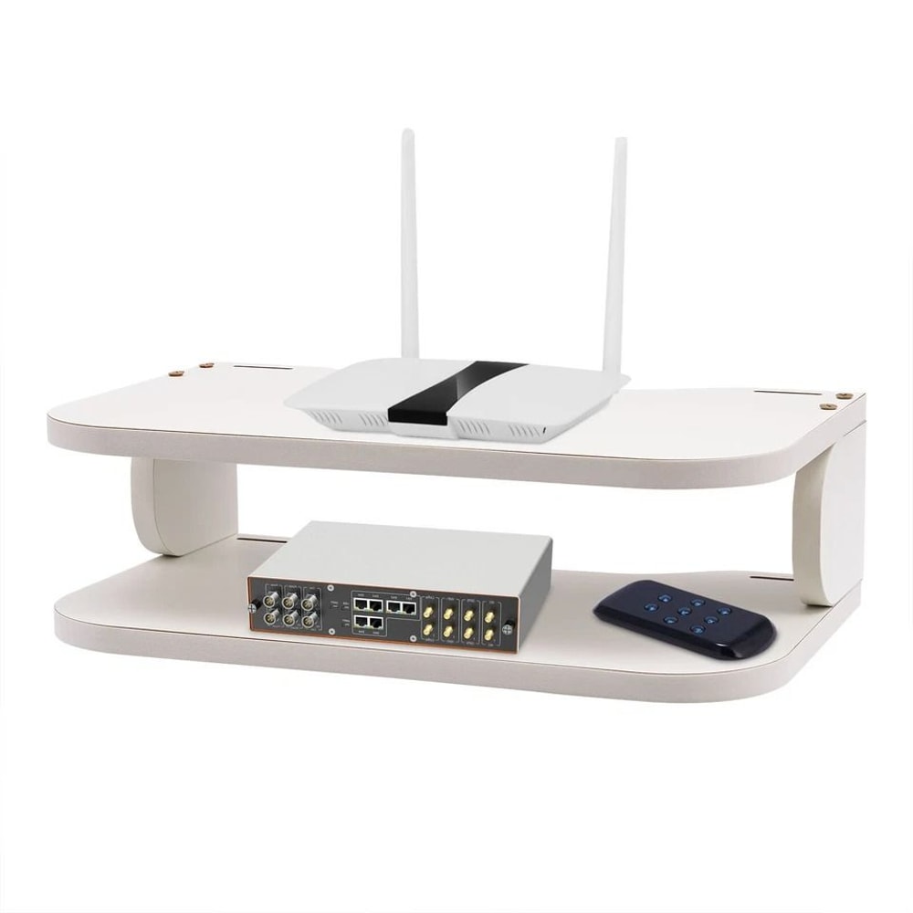 Modern White Floating Shelf For TV Components Settop Box Storage Rack 4