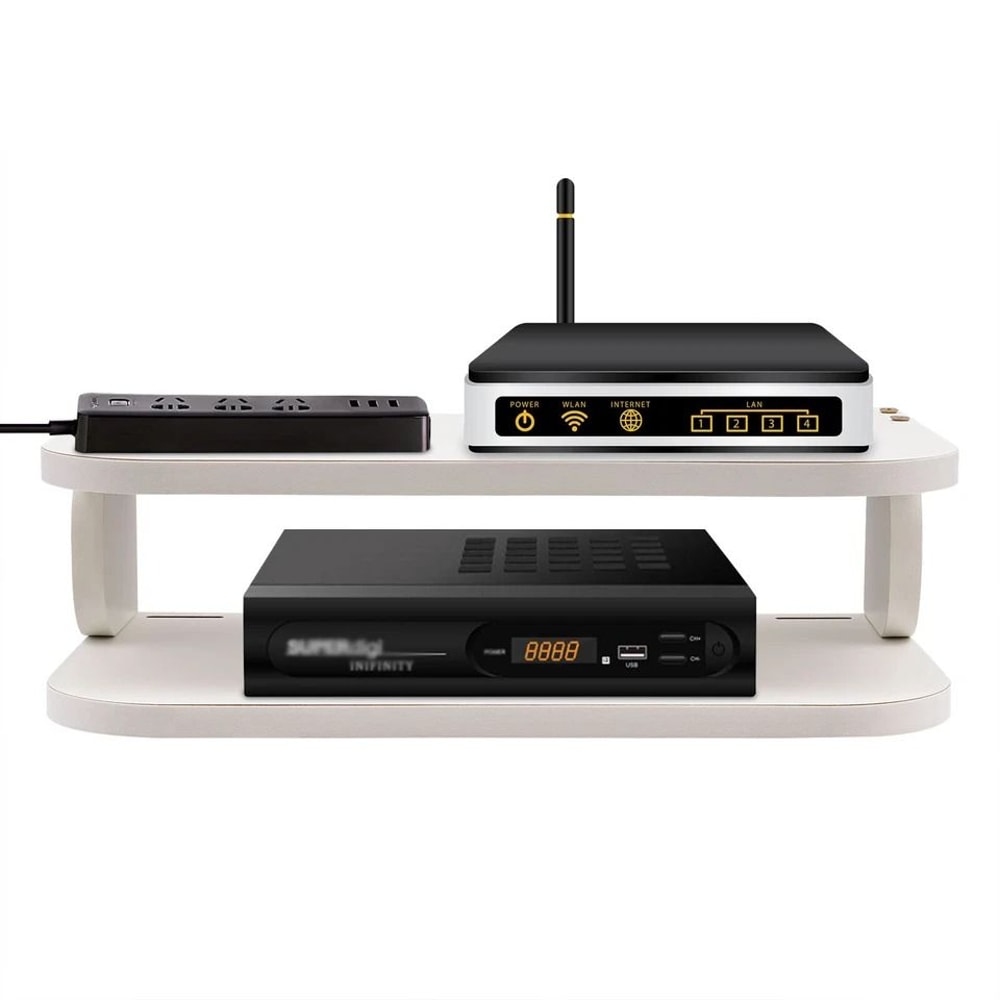 Modern White Floating Shelf For TV Components Settop Box Storage Rack 6