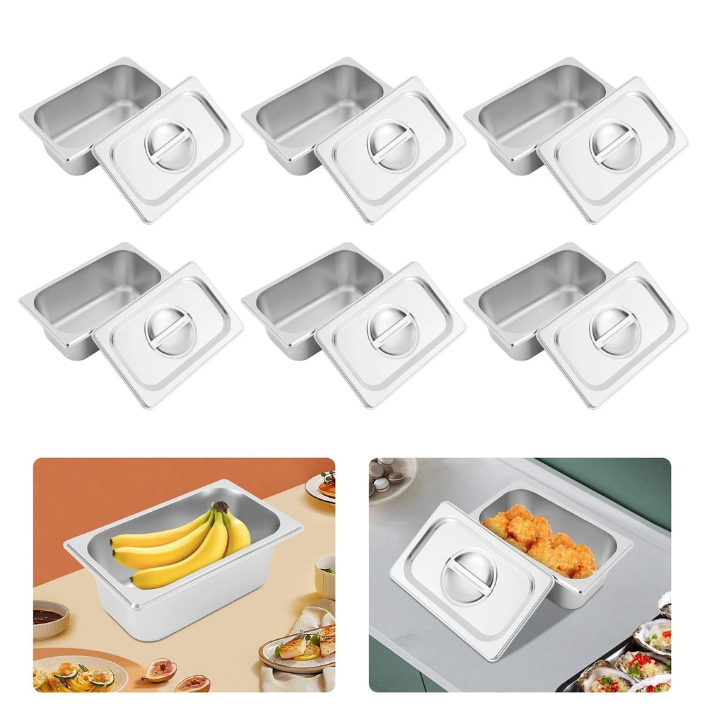 Premium Stainless Steel Food Storage Trays With Lids Stackable Set 1