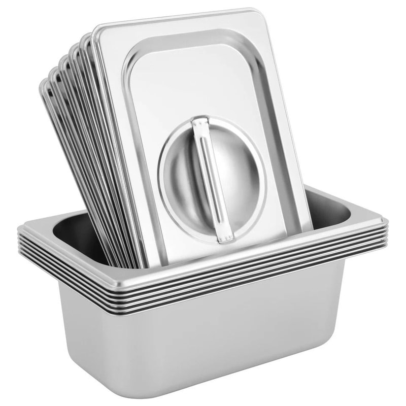 Premium Stainless Steel Food Storage Trays With Lids Stackable Set 6