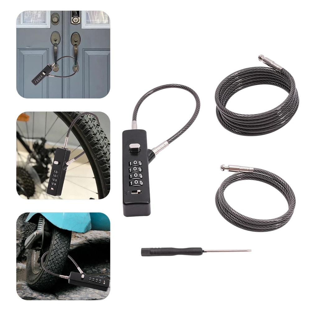 Digit Combination Cable Lock With Steel Cables Versatile Bike Gear Security 1