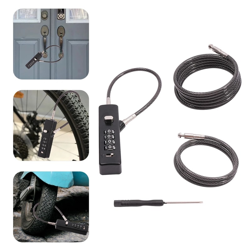 Digit Combination Cable Lock With Steel Cables Versatile Bike Gear Security 1