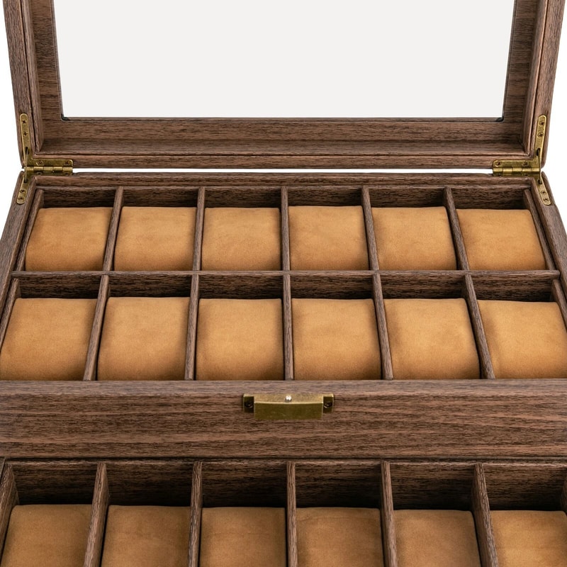 Slot Watch Storage Organizer Glass Top Watch Display Case With Drawer For Men Timepieces 1