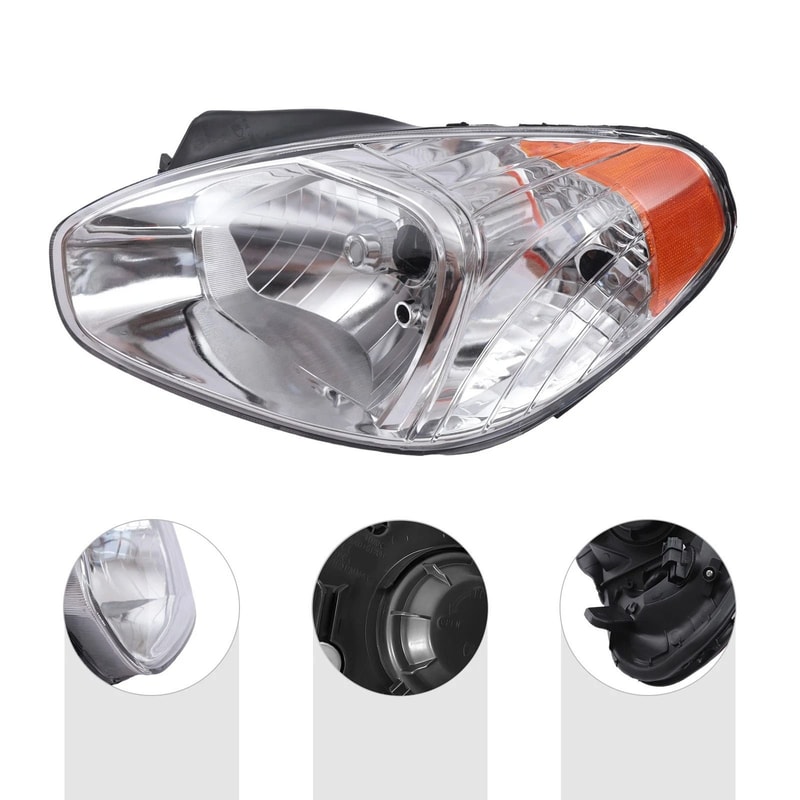 Hyundai Accent Left Driver Halogen Headlight Assembly Replacement 1