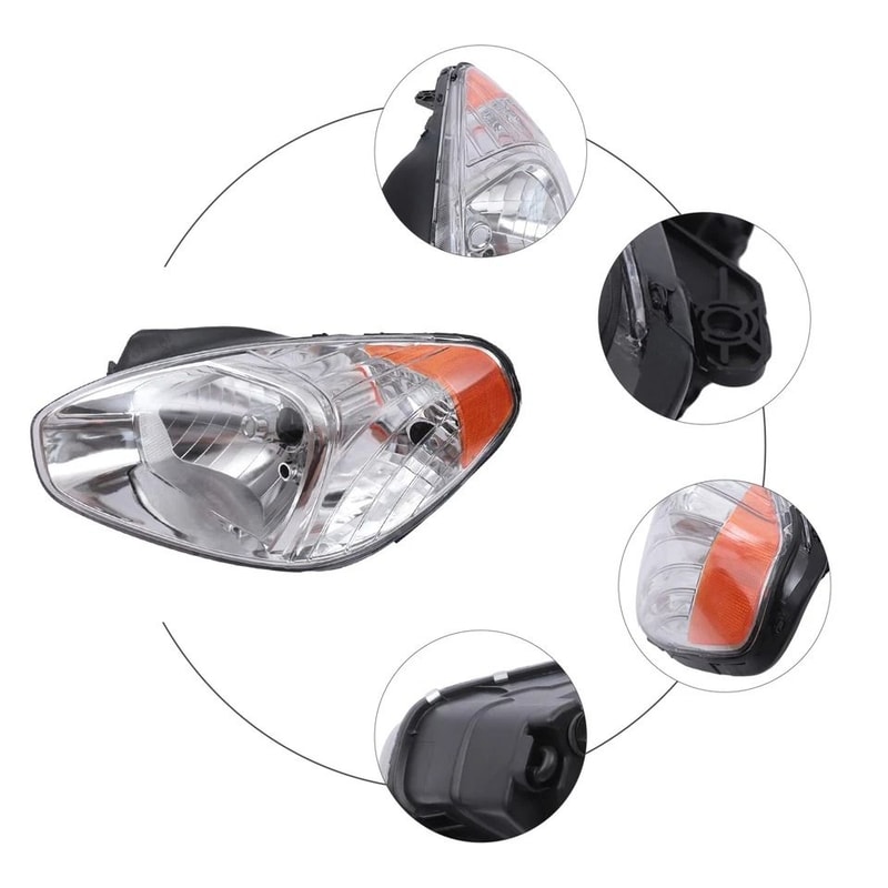 Hyundai Accent Left Driver Halogen Headlight Assembly Replacement 7