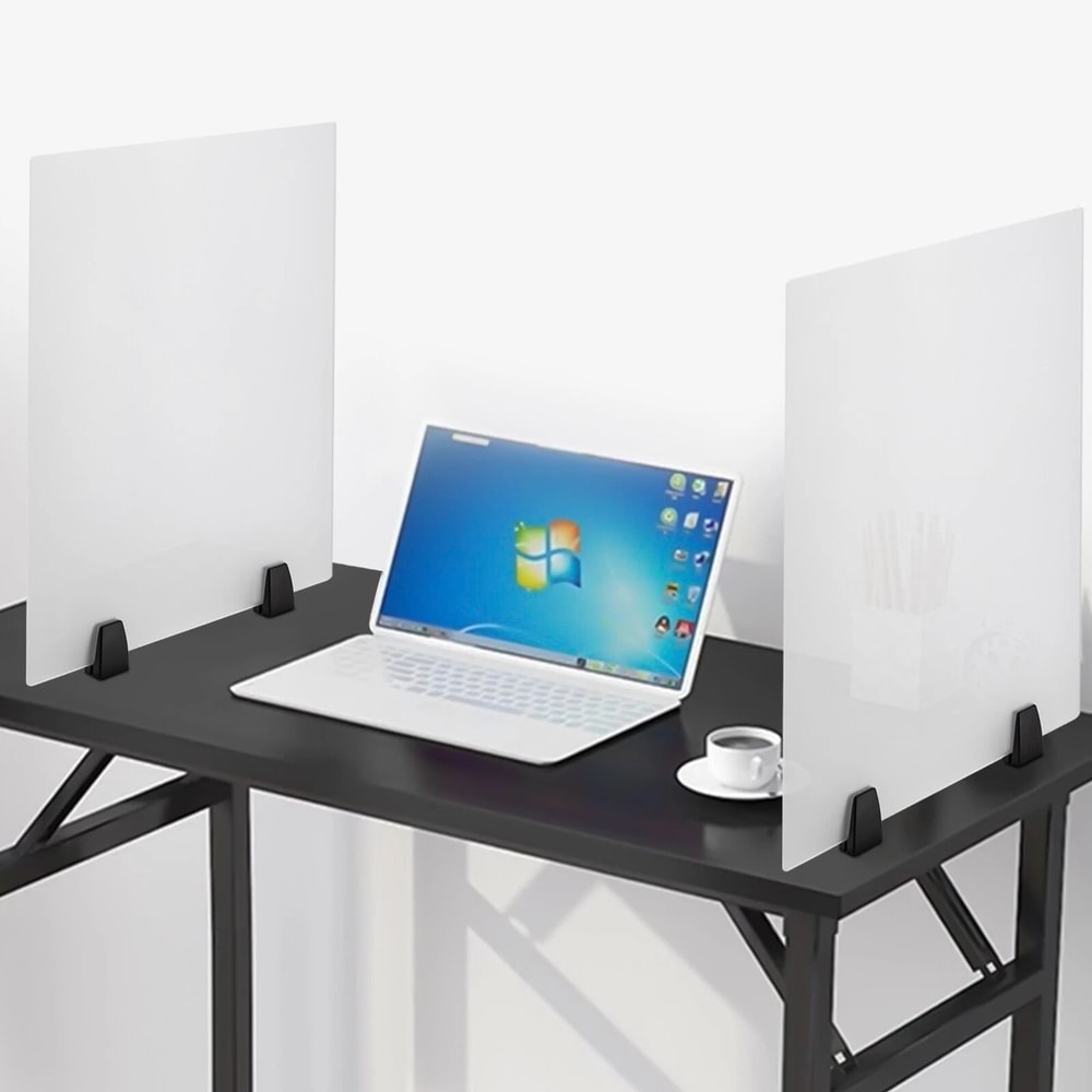 Premium Clamp On Desk Privacy Panels Frosted Plexiglass Desk Dividers 0