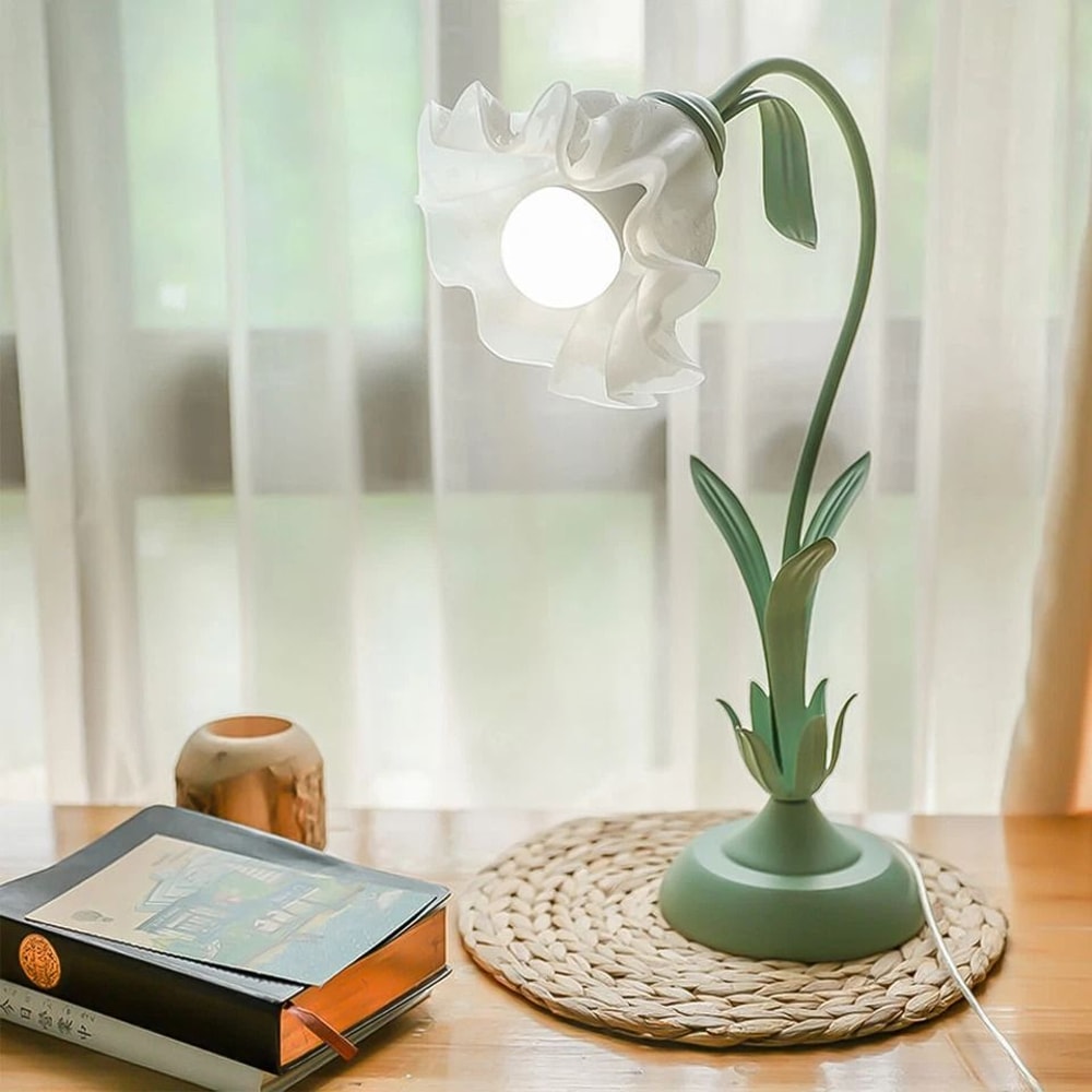 Elegant Floral Stained Glass Tiffany Style Table Lamp Decorative Bedside Desk Light 5
