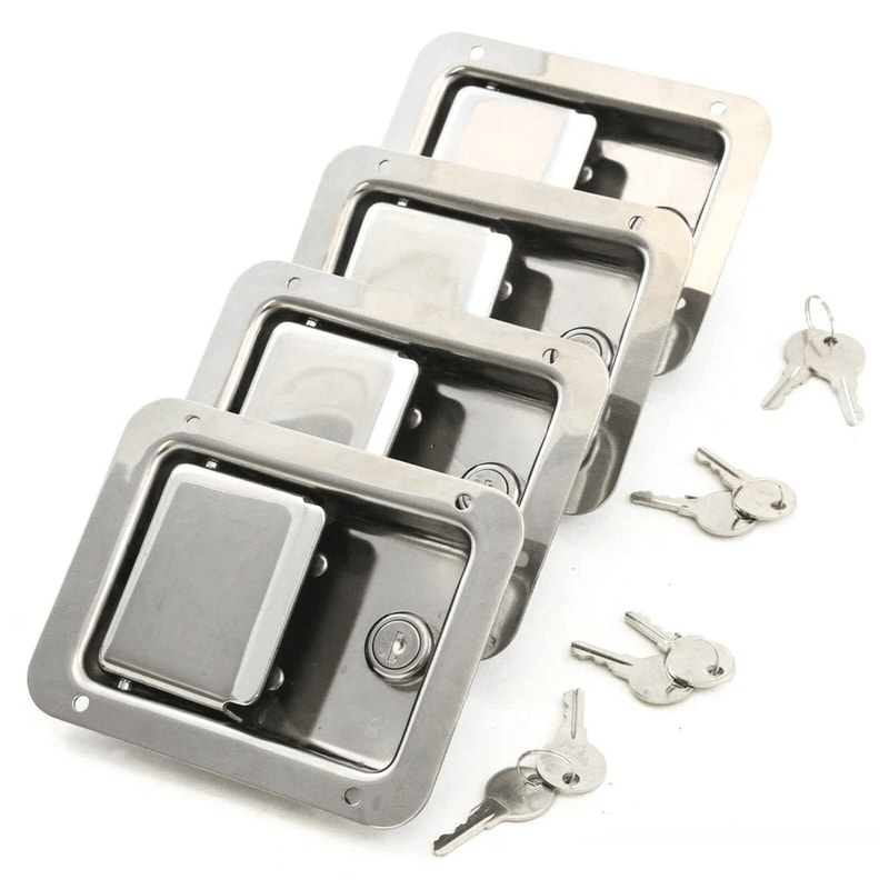 Heavy Duty Stainless Steel Toolbox Latch Set Paddle Door Handles With Keys 2
